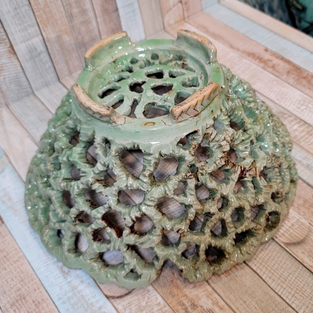 Earthy Round Decorative Lattice Bowl Green - Picture 6 of 6